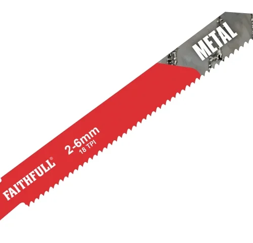 Faithfull metal-cutting reciprocating saw blade with fine teeth, 2–6mm cutting capacity, designed for precise cutting of metal materials.