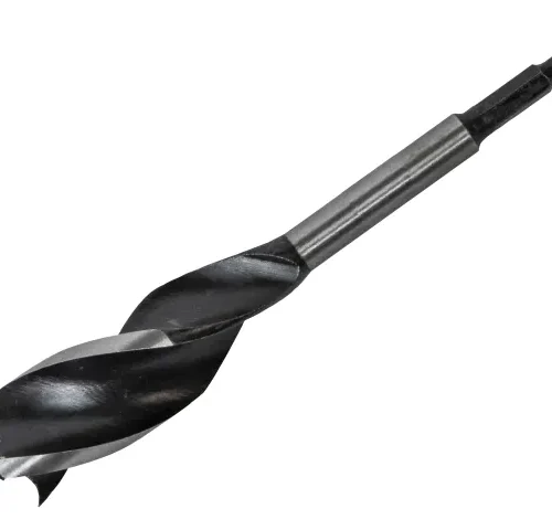 Spade auger drill bit with screw tip and hex shank for fast drilling. It is ideal for making large holes in wood efficiently.